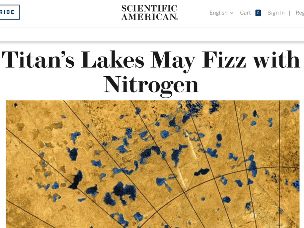 Titan’s Lakes May Fizz with Nitrogen