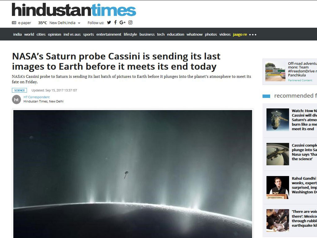 NASAs Saturn probe Cassini is sending its last images to Earth before it meets its end today