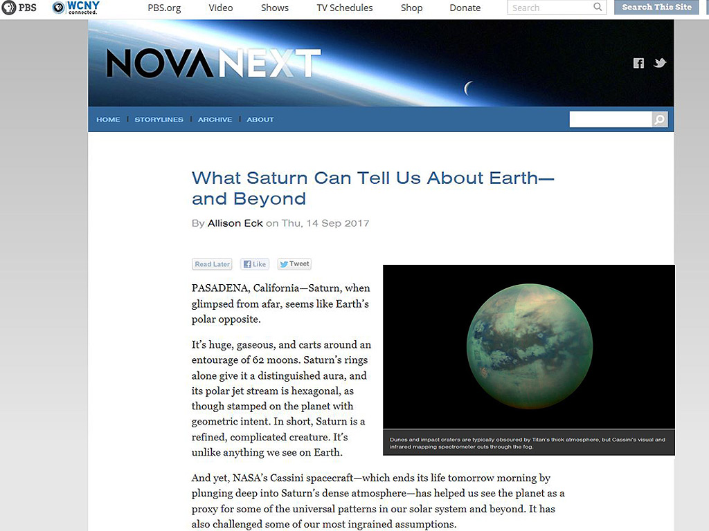 screenshot of PBS NOVA Saturn Special