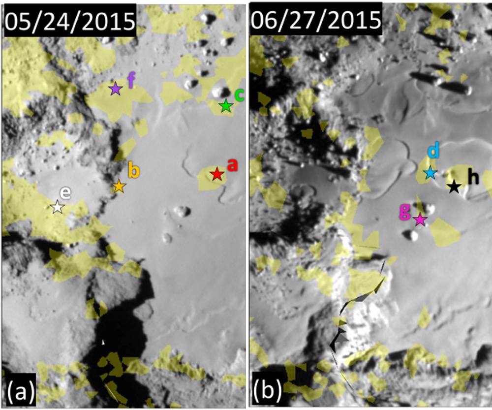 Correlations between regions with high mass-loss rates and observed activity on comet 67P