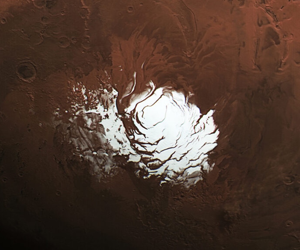 Evidence grows that there might not be an underground lake surrounded by shallow pools near Mars’ south polar ice cap (shown in this 2015 image from the European Space Agency’s Mars Express orbiter).