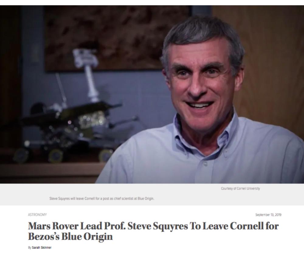 Mars Rover Lead Prof. Steve Squyres To Leave Cornell for Bezos’s Blue Origin